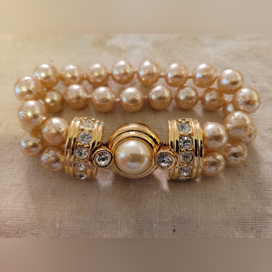 Kenneth J Lane Double Strand Simulated Pearl Bracelet